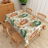 Aperturee Rustic Fall Tablecloth with Green and Brown Pumpkin Patch, for Thanksgiving Dinner and Autumn Harvest Party